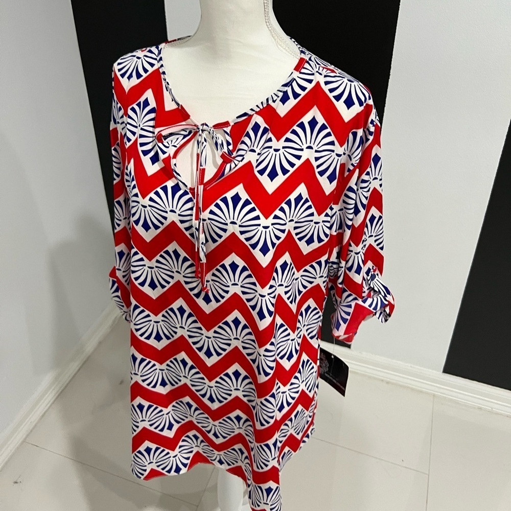 Red and Blue Geometric Women dress